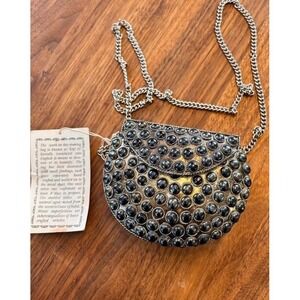 Studded Mini Crossbody Bag in Black and Silver